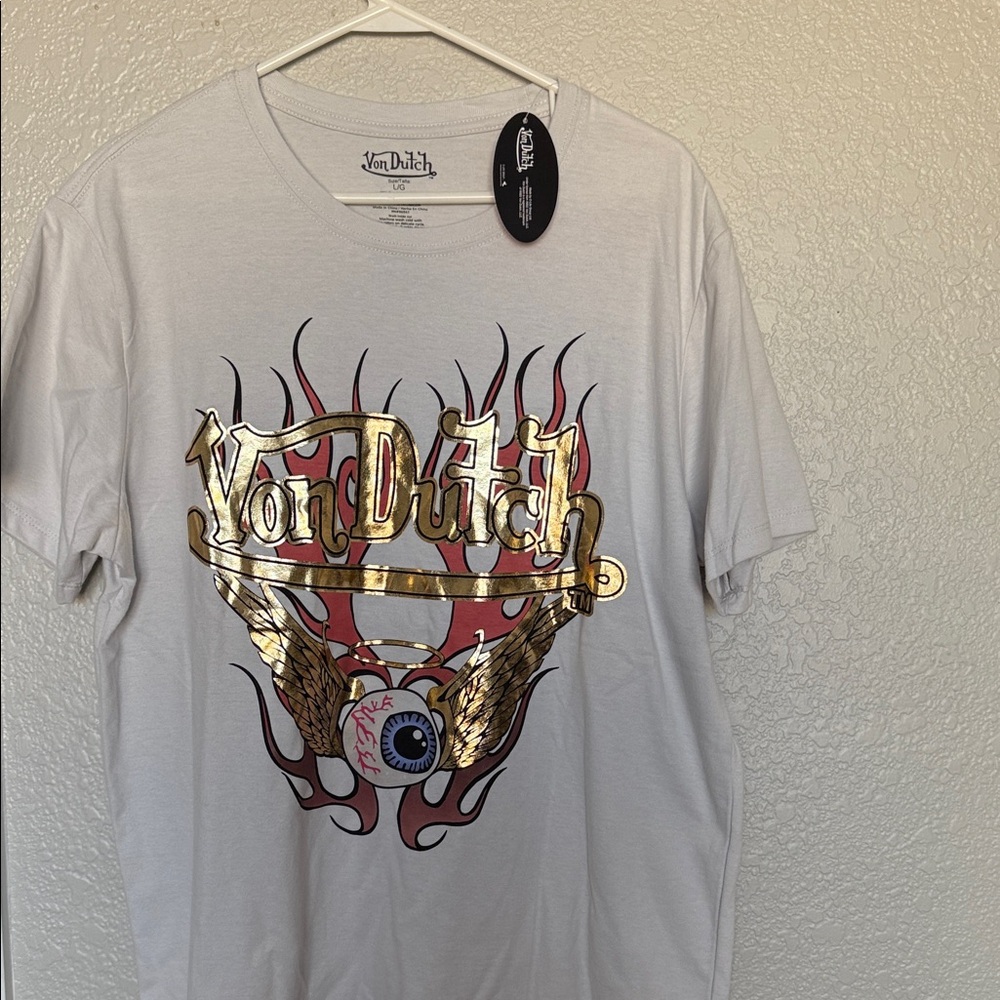Von Dutch Graphic Tee with Gold and Red Accents